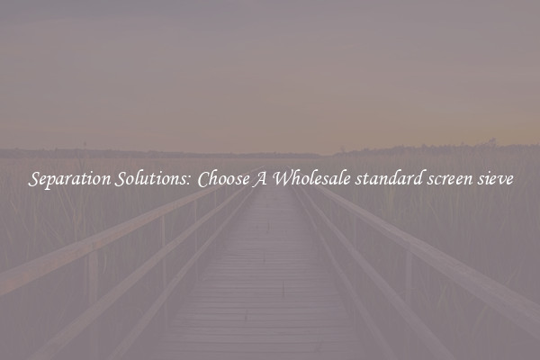 Separation Solutions: Choose A Wholesale standard screen sieve